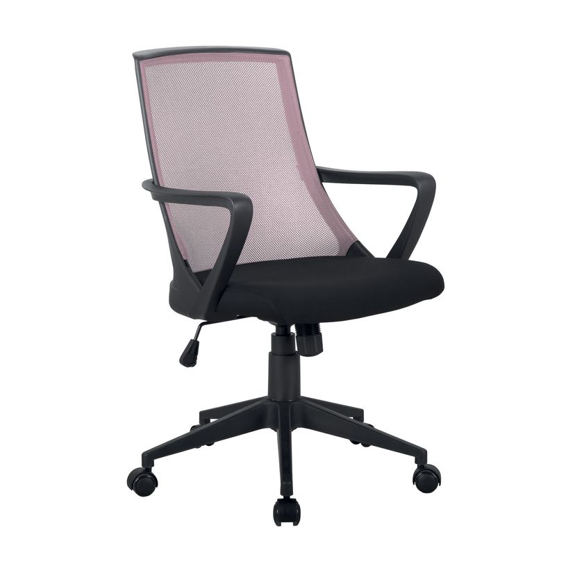 3700339883455-Fauteuil de bureau ALEX - accoudoirs fixes - Noir et rose-P_79438589_3-2