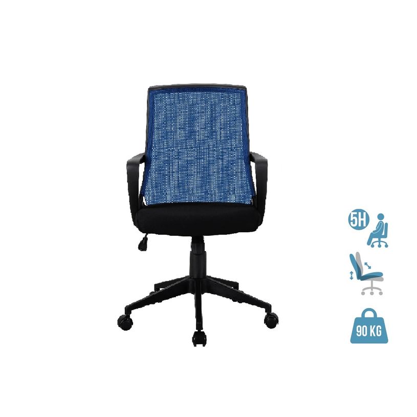 3700339883462-Fauteuil de bureau ALEX - accoudoirs fixes - Noir et bleu-P_79438590_1-0