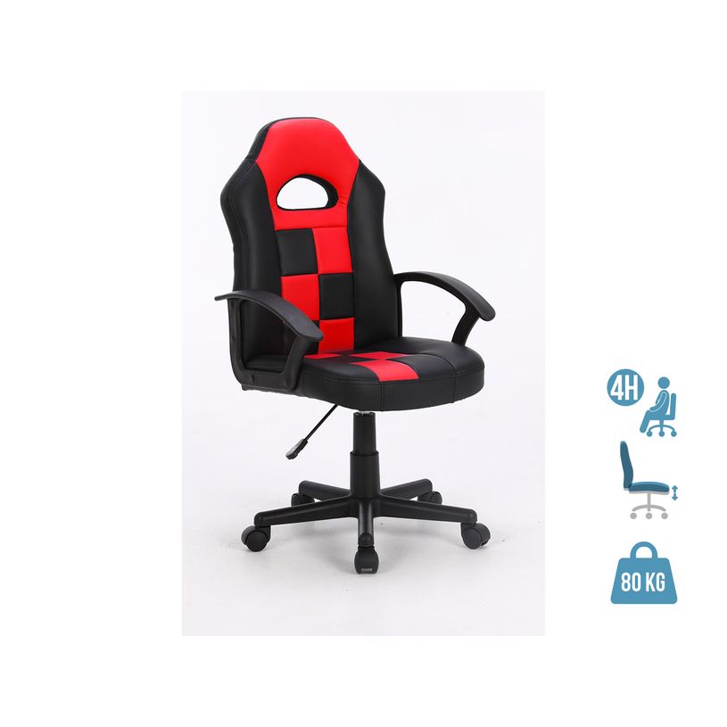 3701338800641-Fauteuil gamer FORMULE 1 - accoudoirs fixes - noir et rouge-P_79438603_1-0
