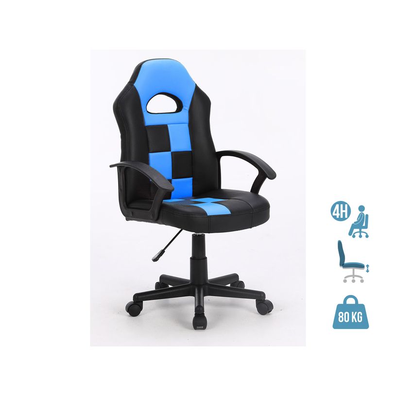 3701338800665-Fauteuil gamer FORMULE 1 - accoudoirs fixes - noir et bleu-P_79438605_1-0