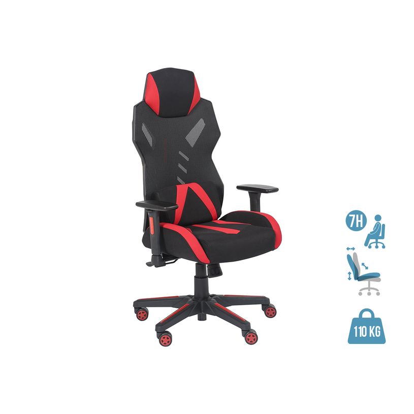 3701338800702-Fauteuil gamer POPER-M - accoudoirs réglables - noir et rouge-P_79438609_1-0