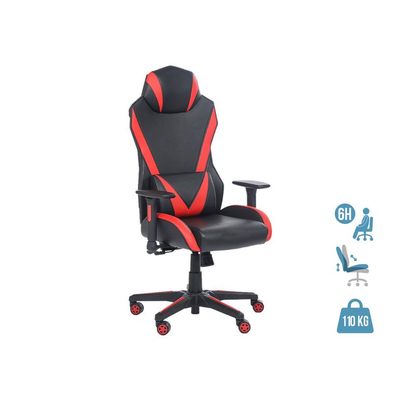 3701338800740-Fauteuil gamer ONLINE - accoudoirs réglables - enceintes intégrées - noir et rouge-P_79438613_1-0