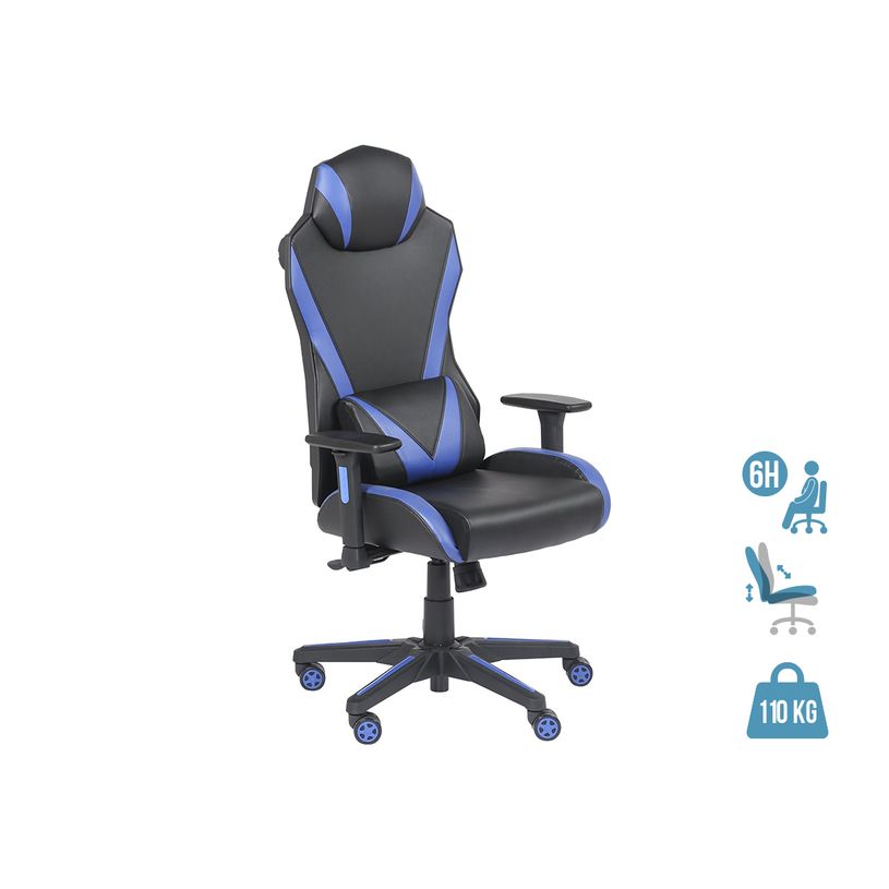 3701338800757-Fauteuil gamer ONLINE - accoudoirs réglables - enceintes intégrées - noir et bleu-P_79438614_1-0