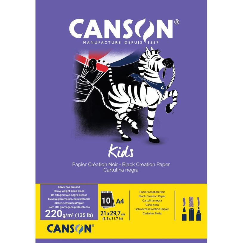 3148950015334-Canson Kids - Bloc dessin - 10 feuilles - A4 (21x29,7cm) - 220 gr - noir-P_79438646_1-0