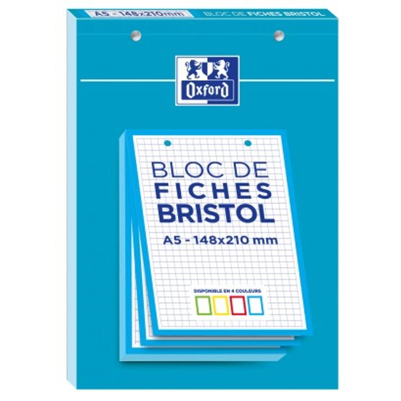 3020120120751-Oxford - Pack de 30 Fiches Bristol - A5 - petits carreaux - perforées - bleu-P_79438652_5-0