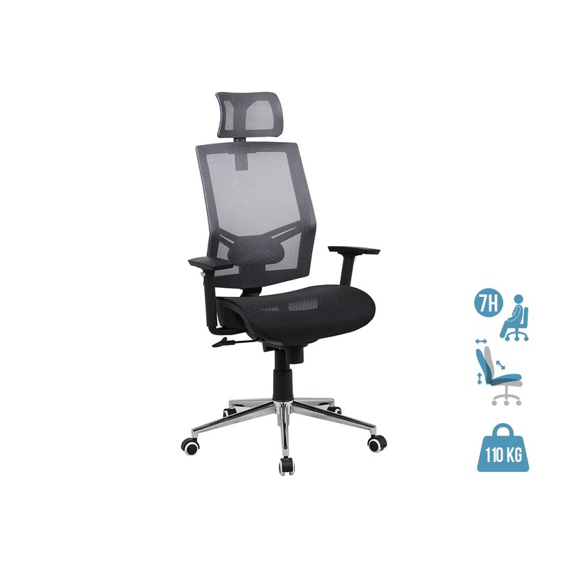 3397703517698-Fauteuil de bureau MANILLE - accoudoirs réglables - appui-tête réglable - noir-P_79438716_1-0