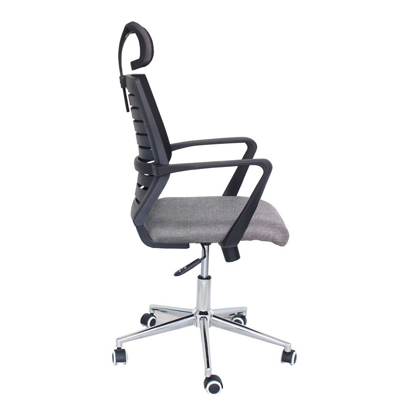 3397704690161-Fauteuil de bureau MOLITOR - accoudoirs fixes - appui-tête réglable - noir et gris-P_79438717_3-2