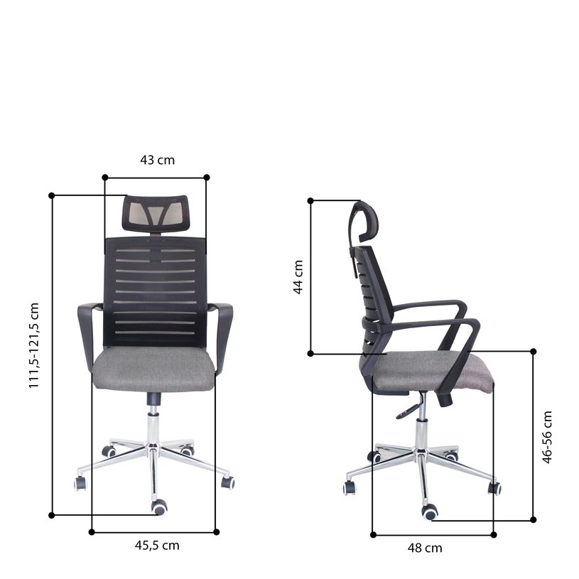 3397704690161-Fauteuil de bureau MOLITOR - accoudoirs fixes - appui-tête réglable - noir et gris-P_79438717_8-7