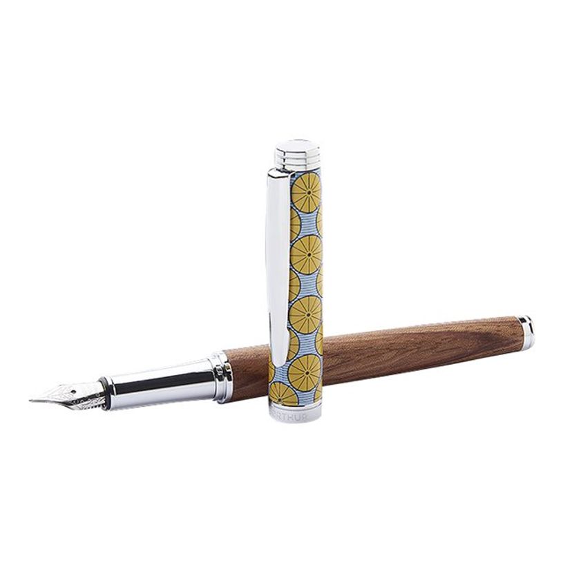 3108722402007-Oberthur Bamako - Stylo plume jaune / bleu-P_79438728_2-1