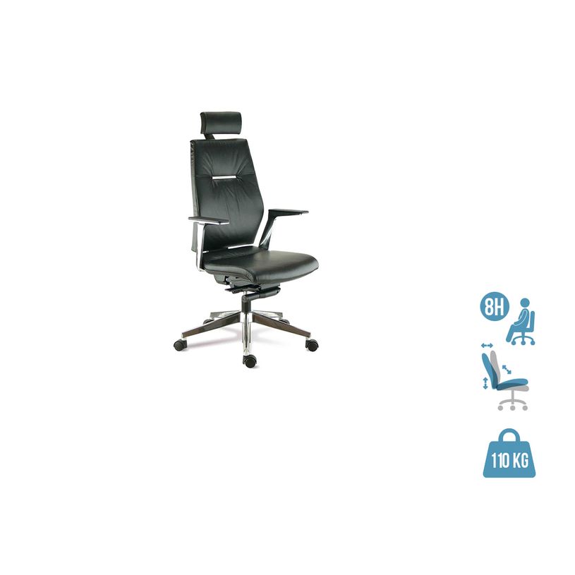 3660916013692-Fauteuil de bureau SPECTRA - accoudoirs réglables - appui-tête réglable - cuir noir-P_79438783_1-0