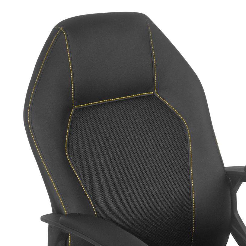 3397702728200-Fauteuil de bureau BOGOTA - accoudoirs fixes - noir avec surpiqûres jaunes-P_79438790_4-3