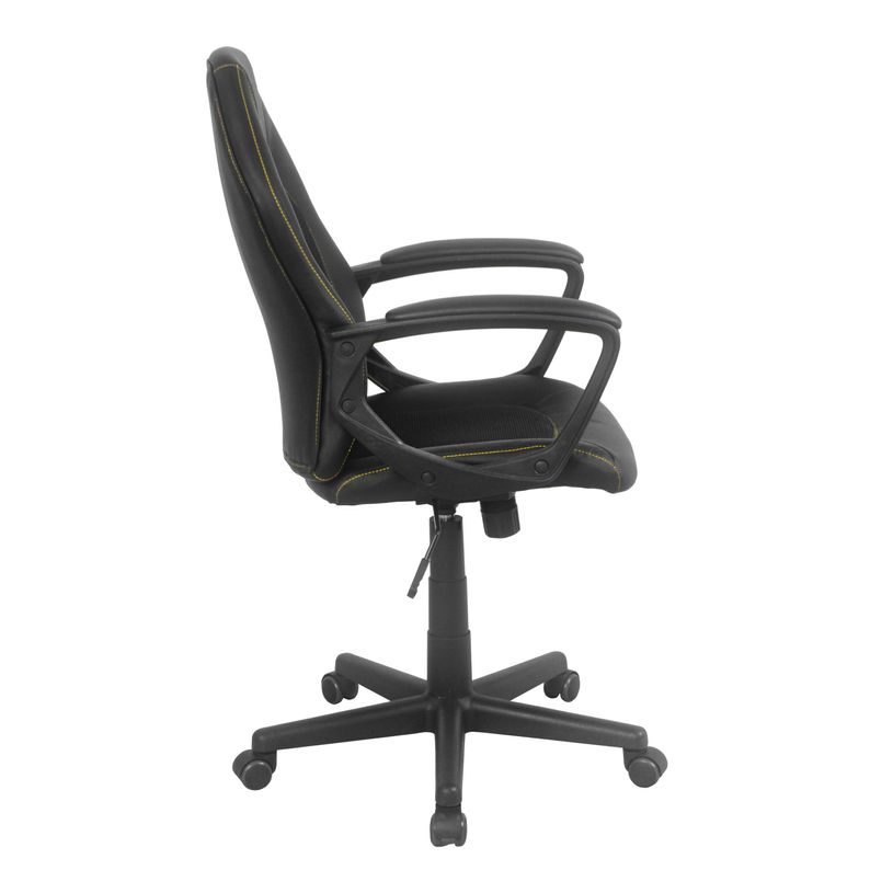 3397702728200-Fauteuil de bureau BOGOTA - accoudoirs fixes - noir avec surpiqûres jaunes-P_79438790_5-4