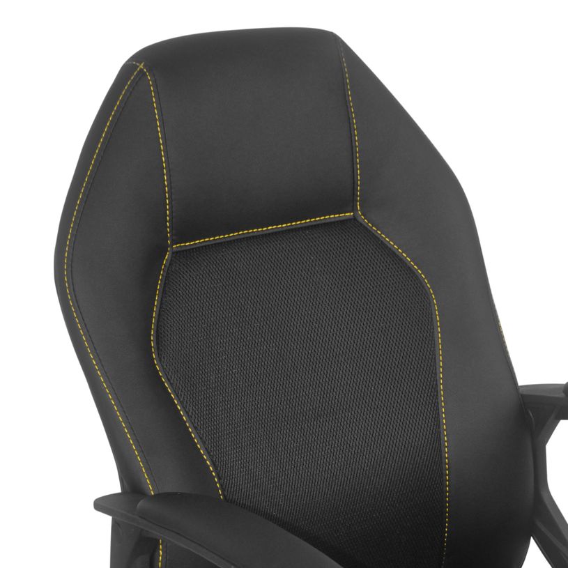 3397702728200-Fauteuil de bureau BOGOTA - accoudoirs fixes - noir avec surpiqûres jaunes-P_79438790_6-5