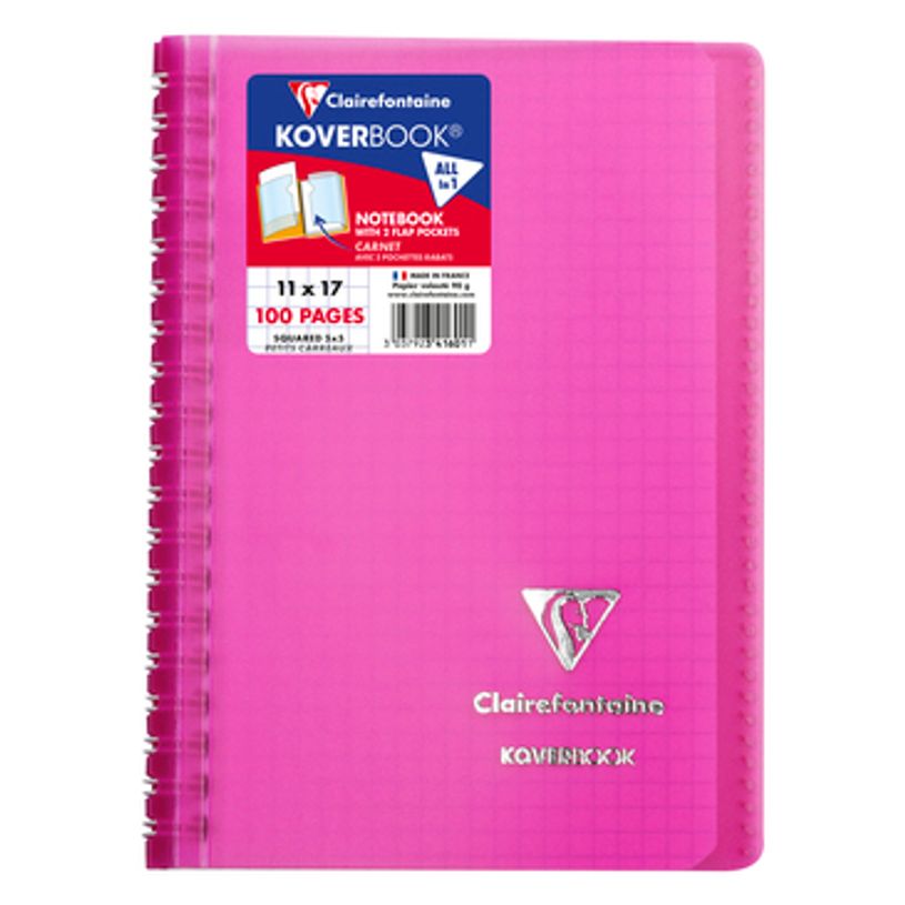 3037923416011-Clairefontaine Koverbook - Cahier à spirale 11 x 17 cm - 100 pages - disponible dans diff