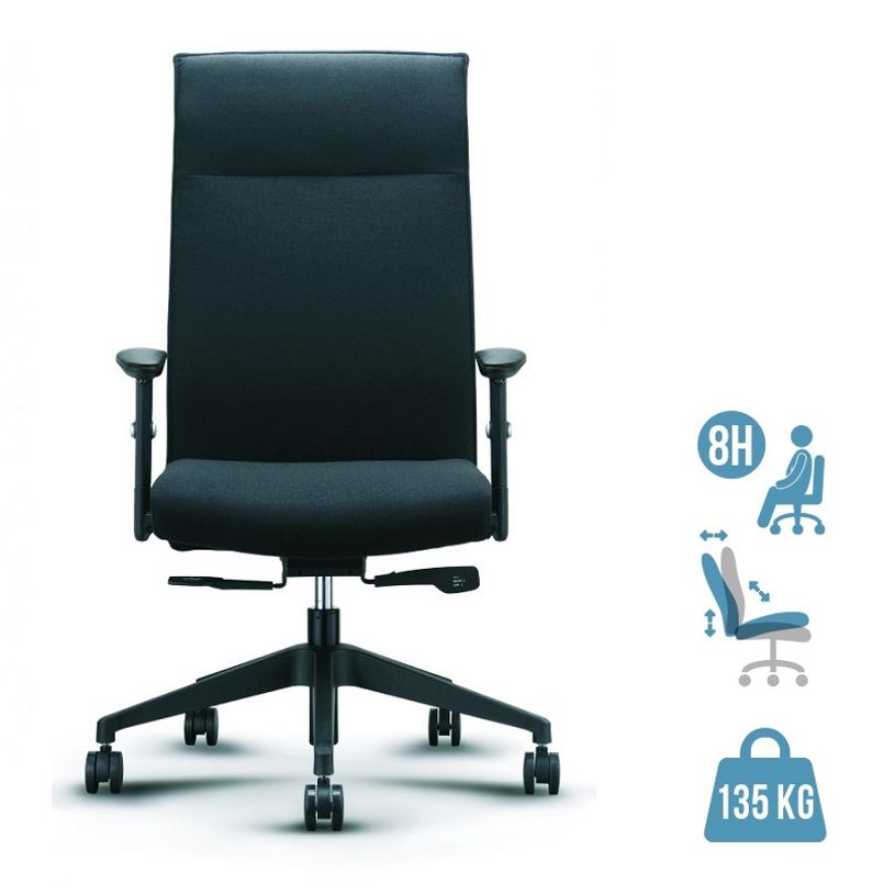 3700339883448-Fauteuil de bureau HENRY - accoudoirs réglables - appui-tête intégré - noir-P_79439071_1-0