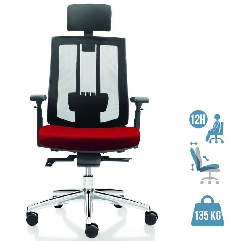 3700339883615-Fauteuil de bureau SHADE - accoudoirs réglables - appuie-tête réglable - noir et rouge-P_79439073_1-0