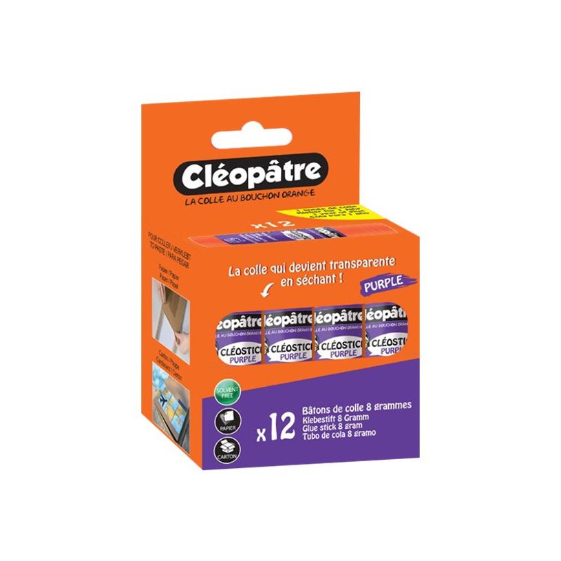 3134725012707-Cléopâtre Cléostick - 12 bâtons de colle violet - 8 gr-P_79439208_2-0