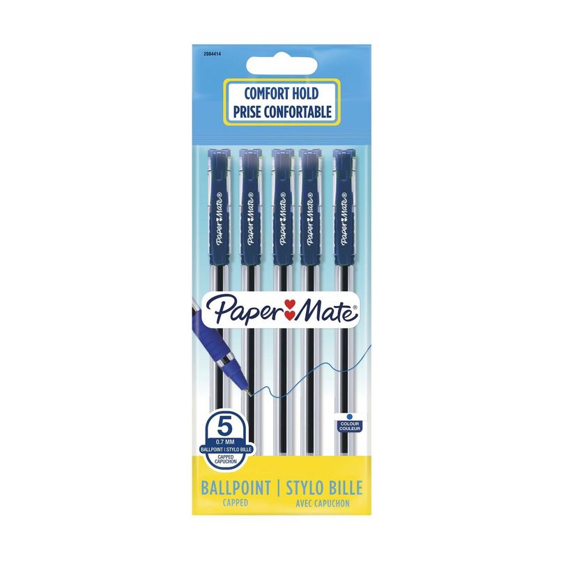 3026980844141-Paper Mate Brite - 5 Stylos à bille - bleu - 0,7 mm-P_79439257_1-0