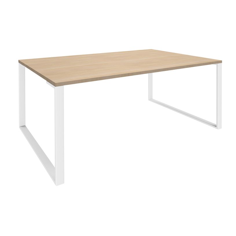 3253310167537-Bureau LOFTER Manager - L180 x P100 x H72,5 cm - sans console - pieds blanc - plateau imita-P_79439332_1-0