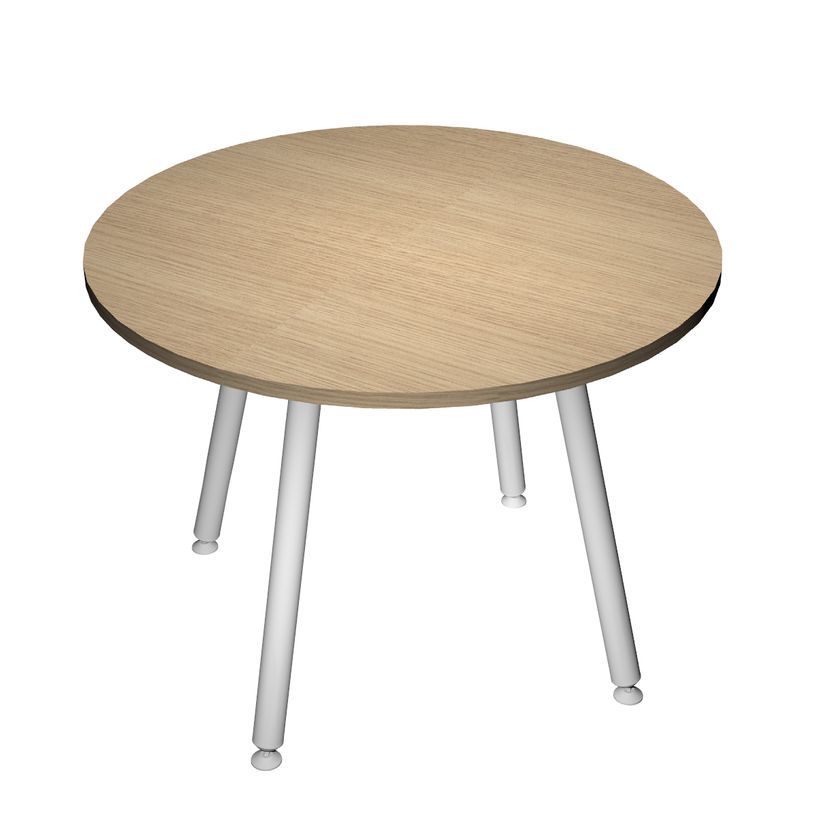 7331910018674-Table ronde - H74,4 cm - 100 cm - 4 Pieds blanc - plateau imitation chêne-P_79439377_1-0