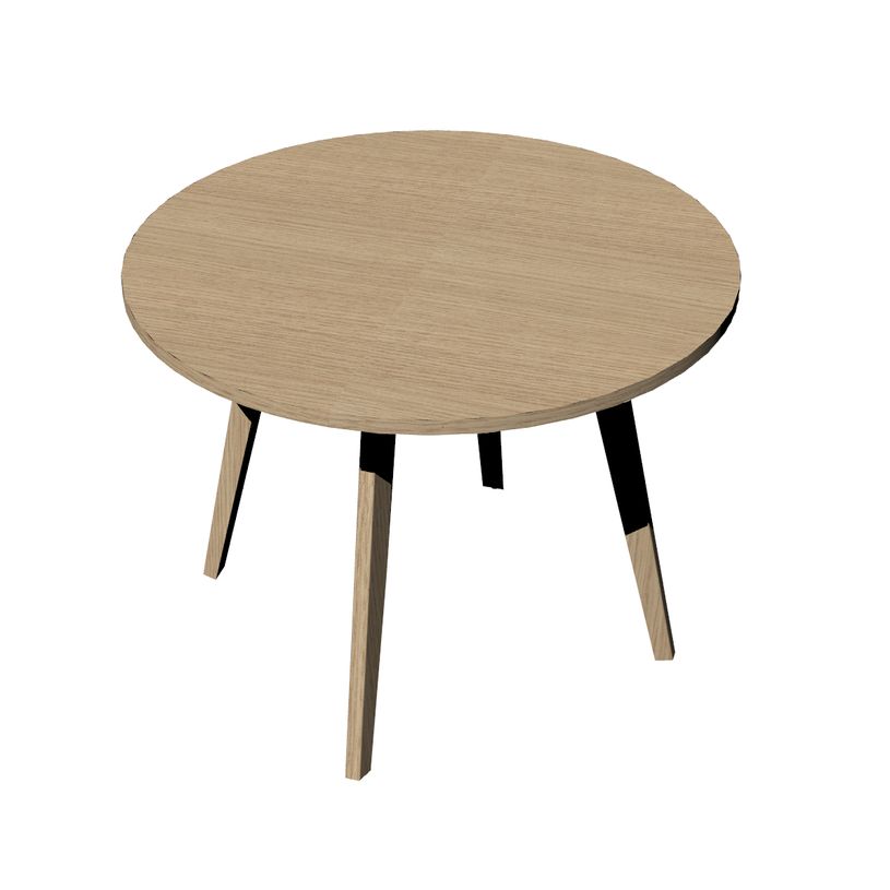 7331910018858-Table ronde - H74,4 cm - 100 cm - 4 Pieds bois - plateau imitation chêne-P_79439395_1-0