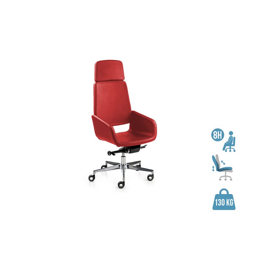 2012349446614-Fauteuil de bureau AITA - accoudoirs intégrés - appui-tête intégré - cuir rouge, pièt-P_79439415_1-0