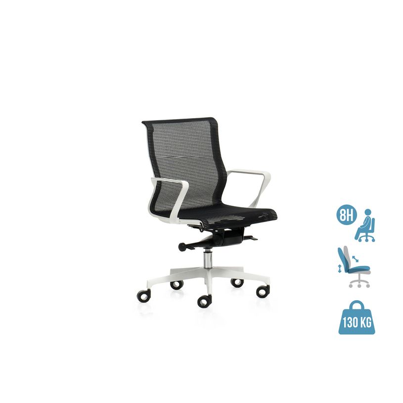 2012349447178-Fauteuil de bureau X-LIGHT - accoudoirs fixes - dossier bas - noir base blanche-P_79439443_1-0