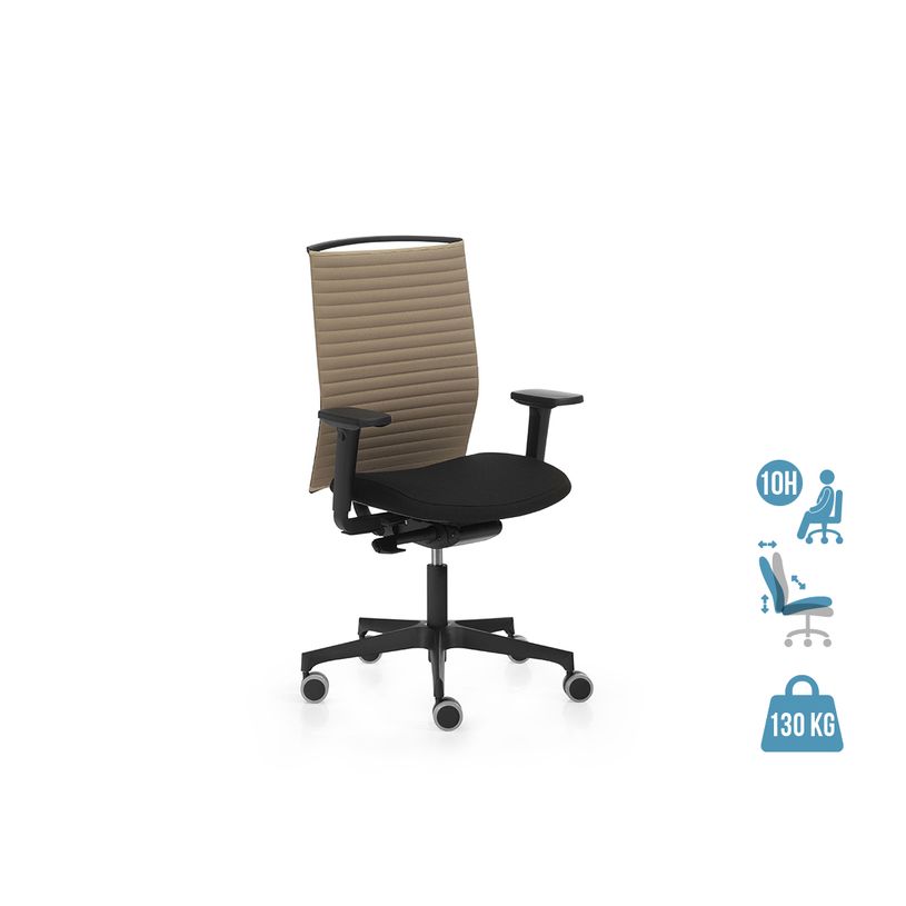 2012349447796-Fauteuil de bureau ATIKA - accoudoirs en option - appui-tête non inclus - noir et taupe-P_79439474_1-0