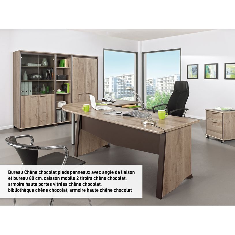 3483600933430-Bureau MAMBO - 140 cm - Pieds métal - Chêne/chocolat-P_79439510_4-3