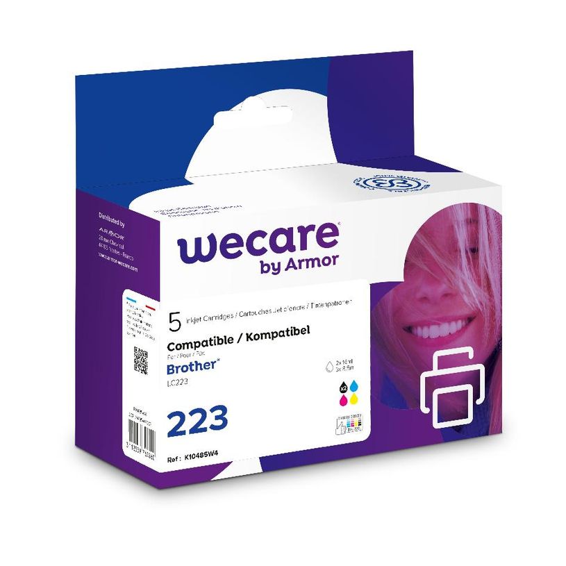 3112539767860-Cartouche compatible Brother LC223 - pack de 5 - noir x2, cyan, magenta, jaune - Wecare-P_79439625_1-0