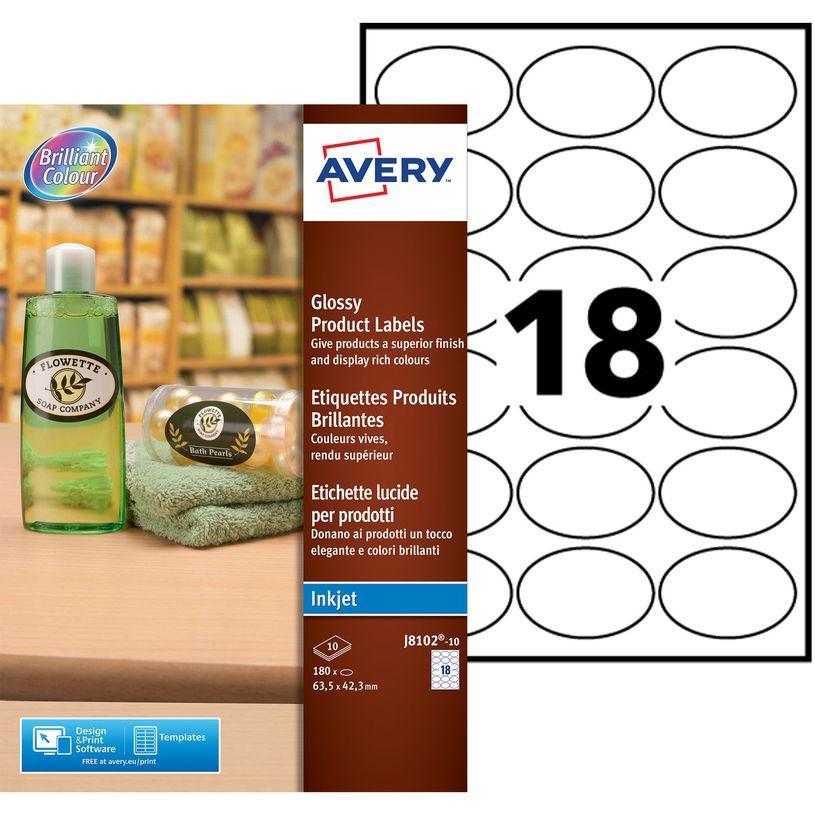 4004182051740-Avery - 180 Étiquettes adhésives ovales blanches - 42,3 x 63,5 mm - réf J8102-10-P_79439703_1-0