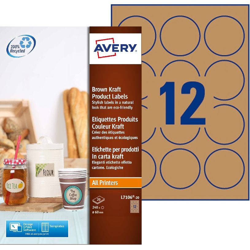 0400794397070-Avery - 240 Pastilles adhésives - kraft - diamètre 60 mm - réf L7106-20-P_79439707_1-0