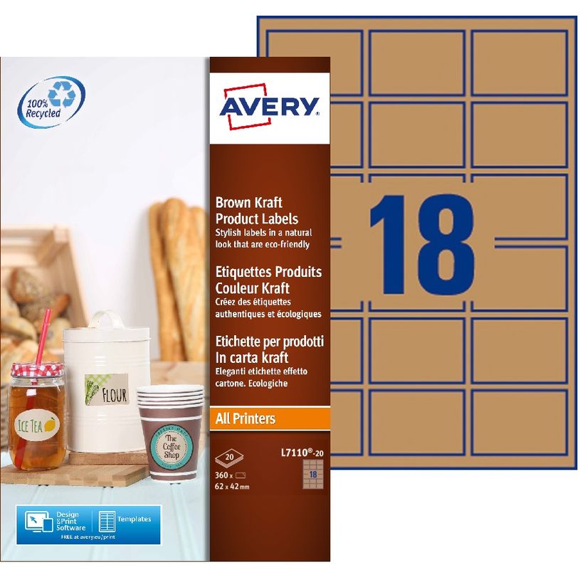 4004182051900-Avery - 360 Étiquettes adhésives kraft - 62 x 42 mm - réf L7110-20-P_79439709_1-0