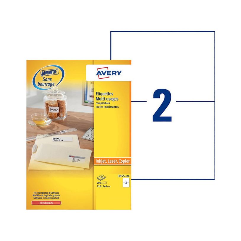 5014702002434-Avery - 200 Étiquettes multi-usages blanches - 210 x 148 mm - réf 3655-100-P_79439726_1-0