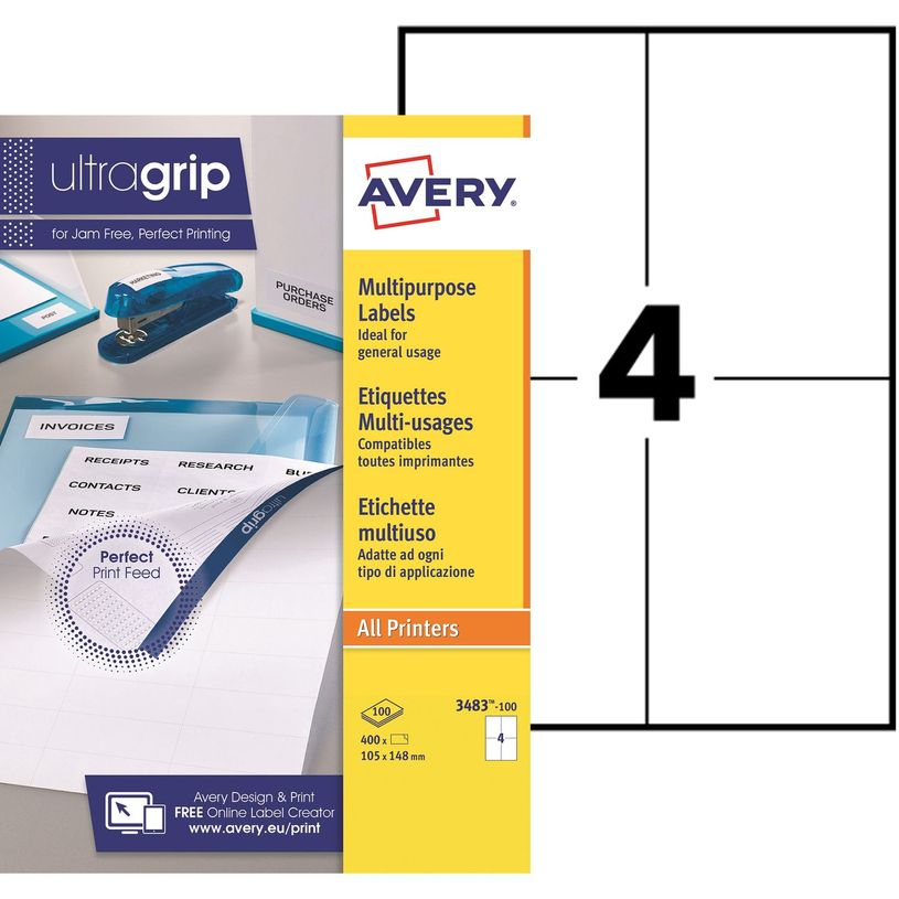 5014702025402-Avery - 400 Étiquettes multi-usages blanches - 105 x 148 mm - réf 3483-100-P_79439732_1-0