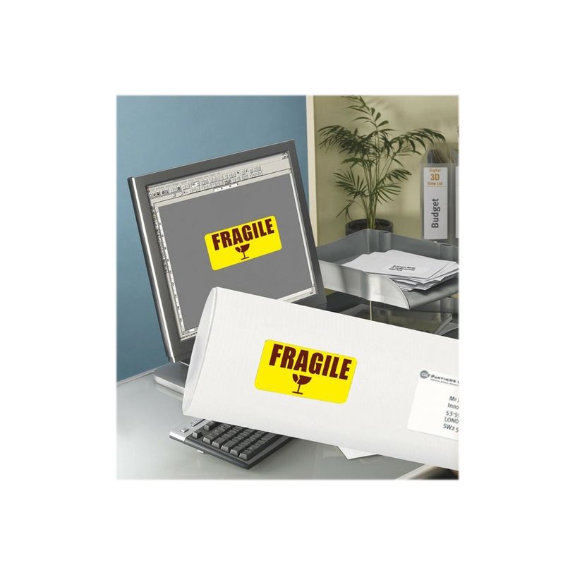 3266550263105-Avery - 350 Étiquettes amovibles jaune fluo - 99,1 x 38,1 mm - Impression laser - réf L72-P_79439753_3-2