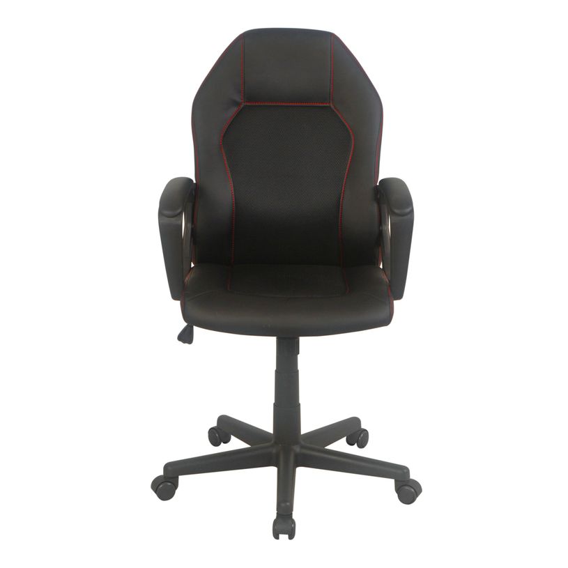 3397702728194-Fauteuil de bureau BOGOTA - accoudoirs fixes - noir avec surpiqûres rouge-P_79439946_2-1