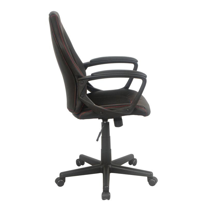 3397702728194-Fauteuil de bureau BOGOTA - accoudoirs fixes - noir avec surpiqûres rouge-P_79439946_5-4