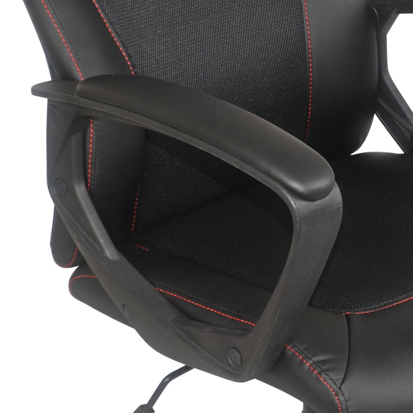 3397702728194-Fauteuil de bureau BOGOTA - accoudoirs fixes - noir avec surpiqûres rouge-P_79439946_7-6