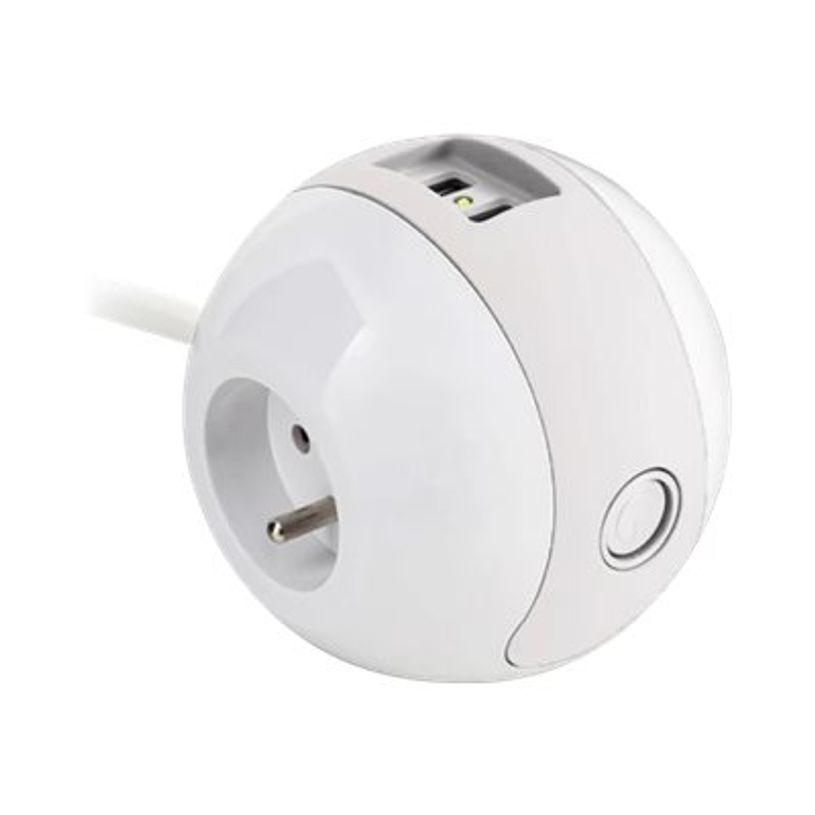 3760110686385-WATT & CO WATTBALL - Multiprise 3 prises - 2 prises 16A + 1 prise 6A + 2 USB - blanc-P_79440273_3-2