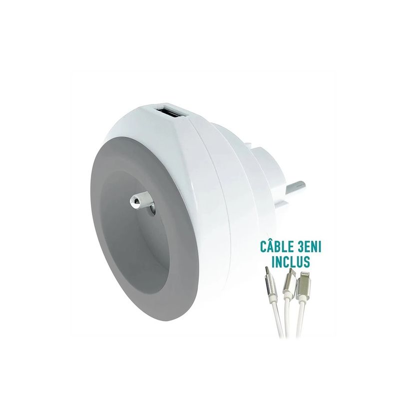 3760110686552-Watt&Co BEWATT - chargeur secteur pour smartphone - 1 USB + prise de courant - gris-P_79440276_2-0