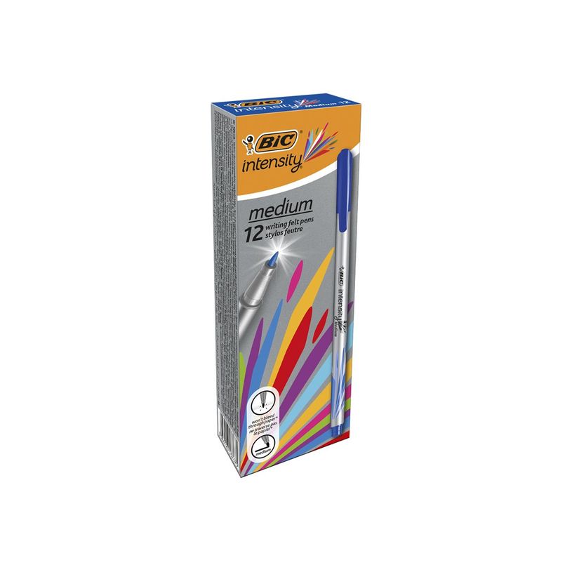 3086123537675-BIC Intensity - Pack de 12 feutres fins - pointe moyenne - bleu-P_79440299_1-7