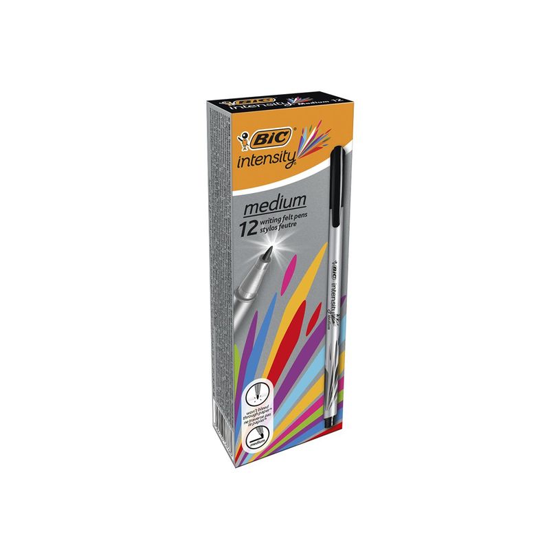 3086123537682-BIC Intensity - Pack de 12 feutres fins - pointe moyenne - noir-P_79440300_1-4