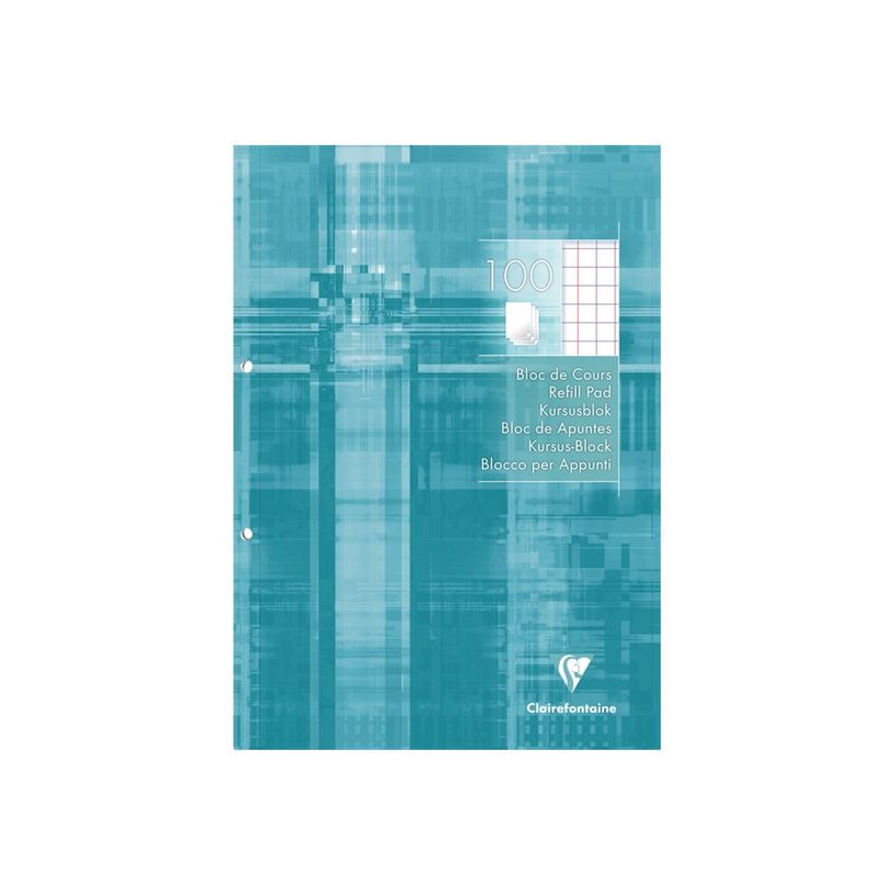 3329680058109-Clairefontaine - Bloc de cours A4 - perforé 2 trous - 200 pages - carreaux 10x10 avec marg-P_79440636_1-0