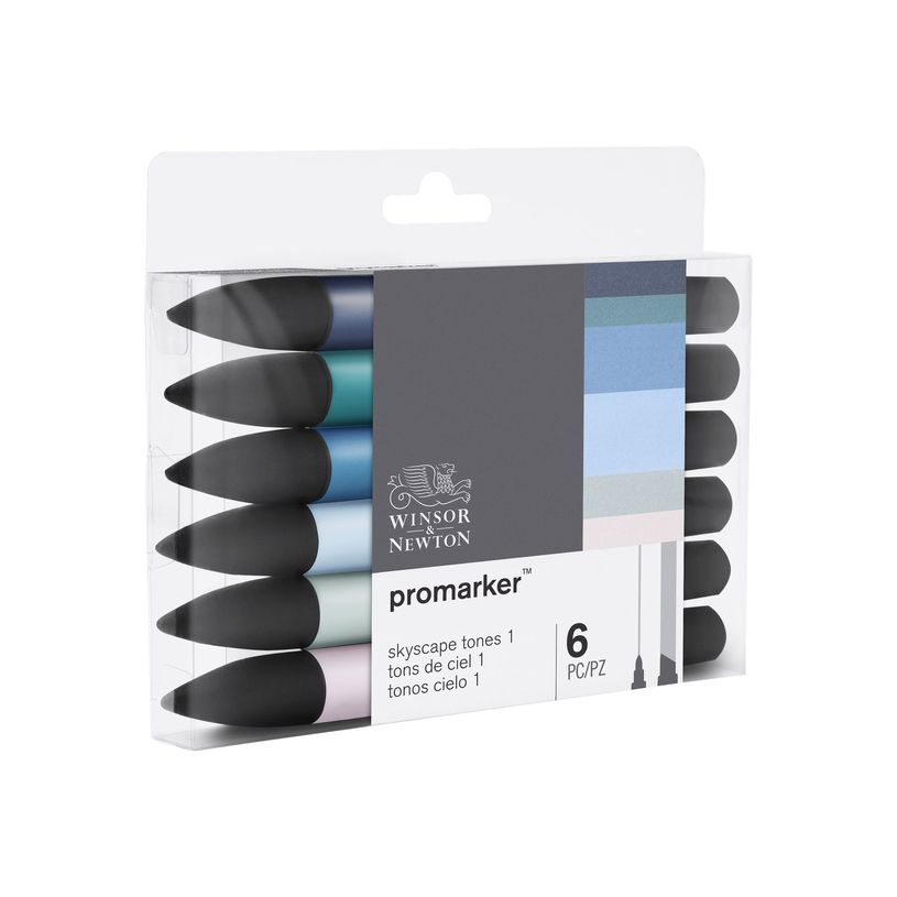 884955070437-ProMarker - Pack de 6 marqueurs double pointe - tons de ciel 1-P_79440718_1-1