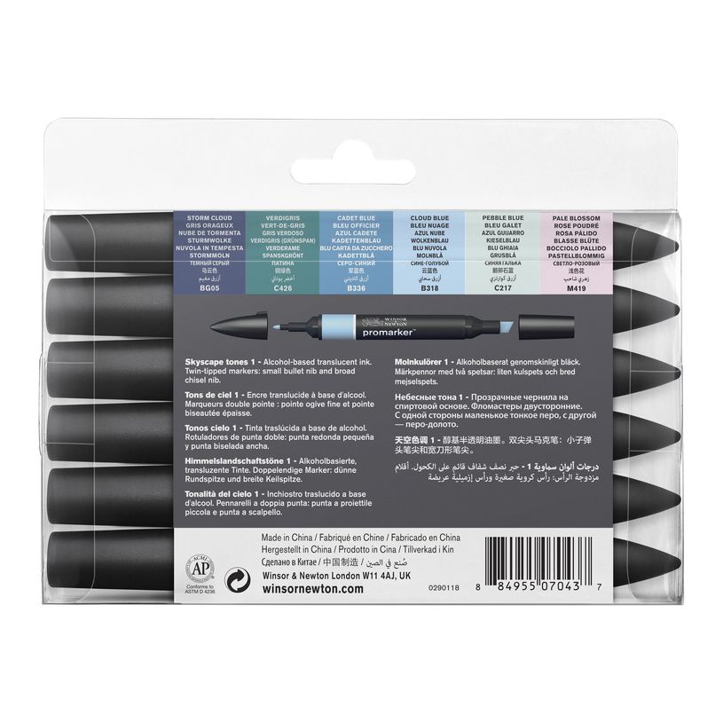 884955070437-ProMarker - Pack de 6 marqueurs double pointe - tons de ciel 1-P_79440718_2-2
