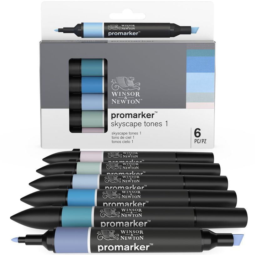 884955070437-ProMarker - Pack de 6 marqueurs double pointe - tons de ciel 1-P_79440718_3-0