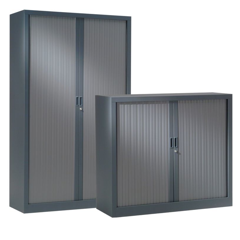2012349453384-Lot 1 armoire haute + 1 armoire basse monobloc à rideaux - anthracite-P_79440796_1-0