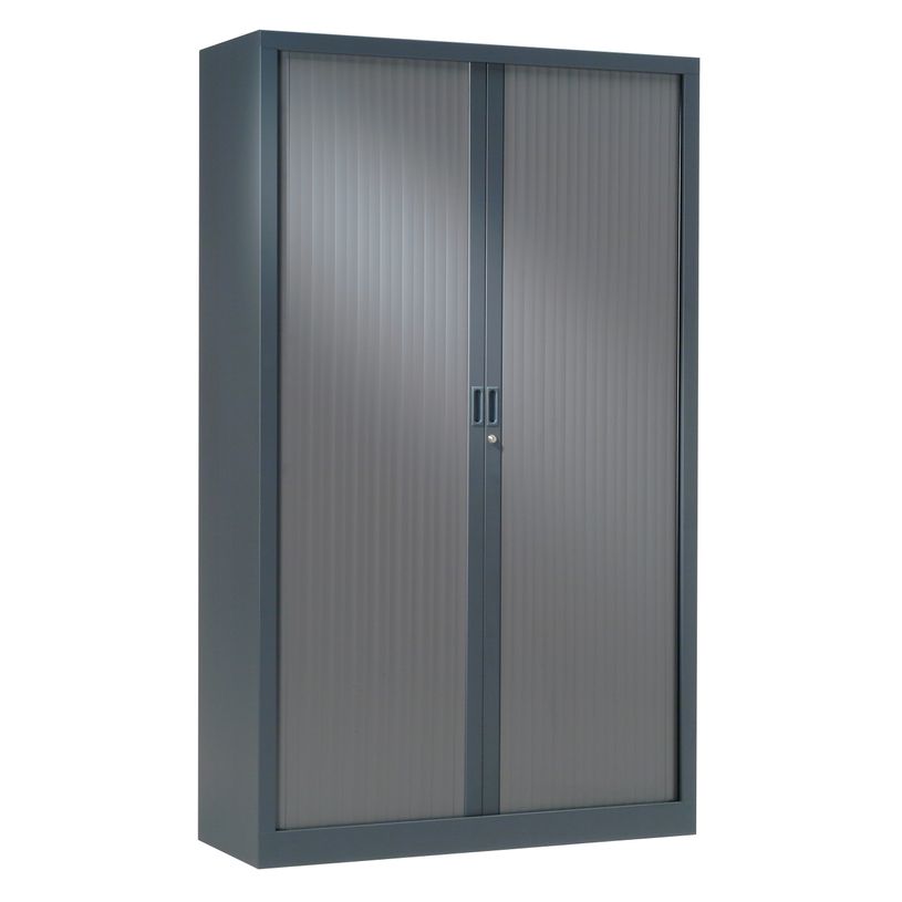 2012349453384-Lot 1 armoire haute + 1 armoire basse monobloc à rideaux - anthracite-P_79440796_3-2
