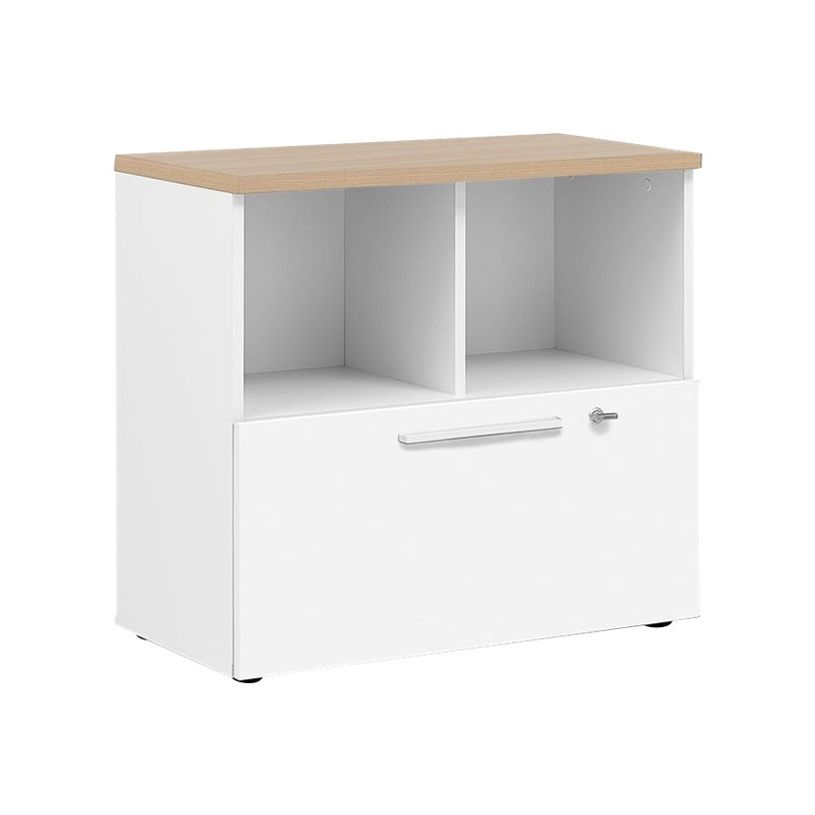 3483600849045-Rangement bas YES ! - L80 x H74 x P42 - 2 cases / 1 tiroir - Façade blanche - Dessus chên-P_79440891_1-0